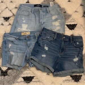 Hollister Shorts Lot Distressed, Dark/Light Wash